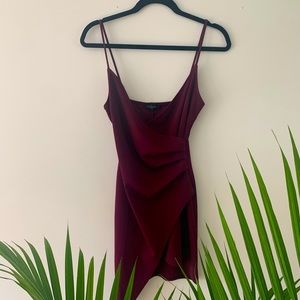 Wine coloured cocktail dress